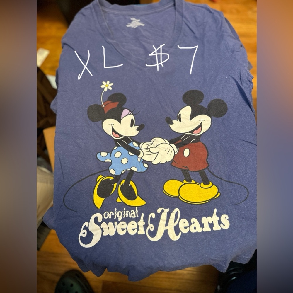 Disney women’s  Blue Mickey and Minnie Shirt